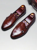 Mocassins homme à brides double boucle - Marron
