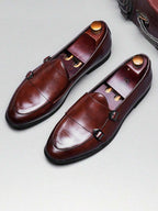 Mocassins homme à brides double boucle - Marron