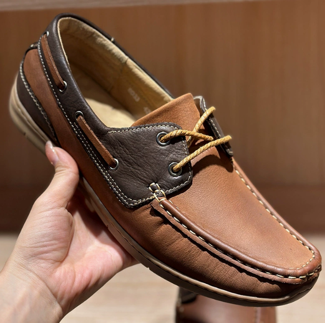 Mocassins homme à couture apparente - Marron