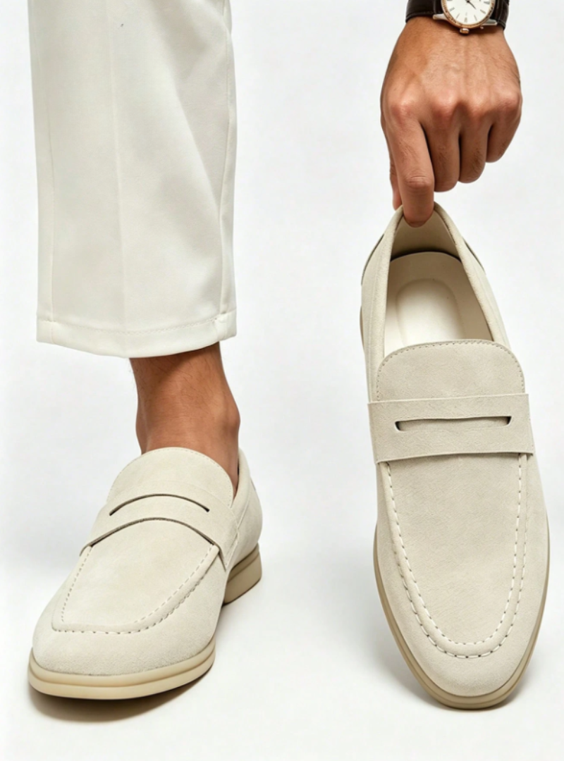 Mocassins homme à empeigne unie - Blanc