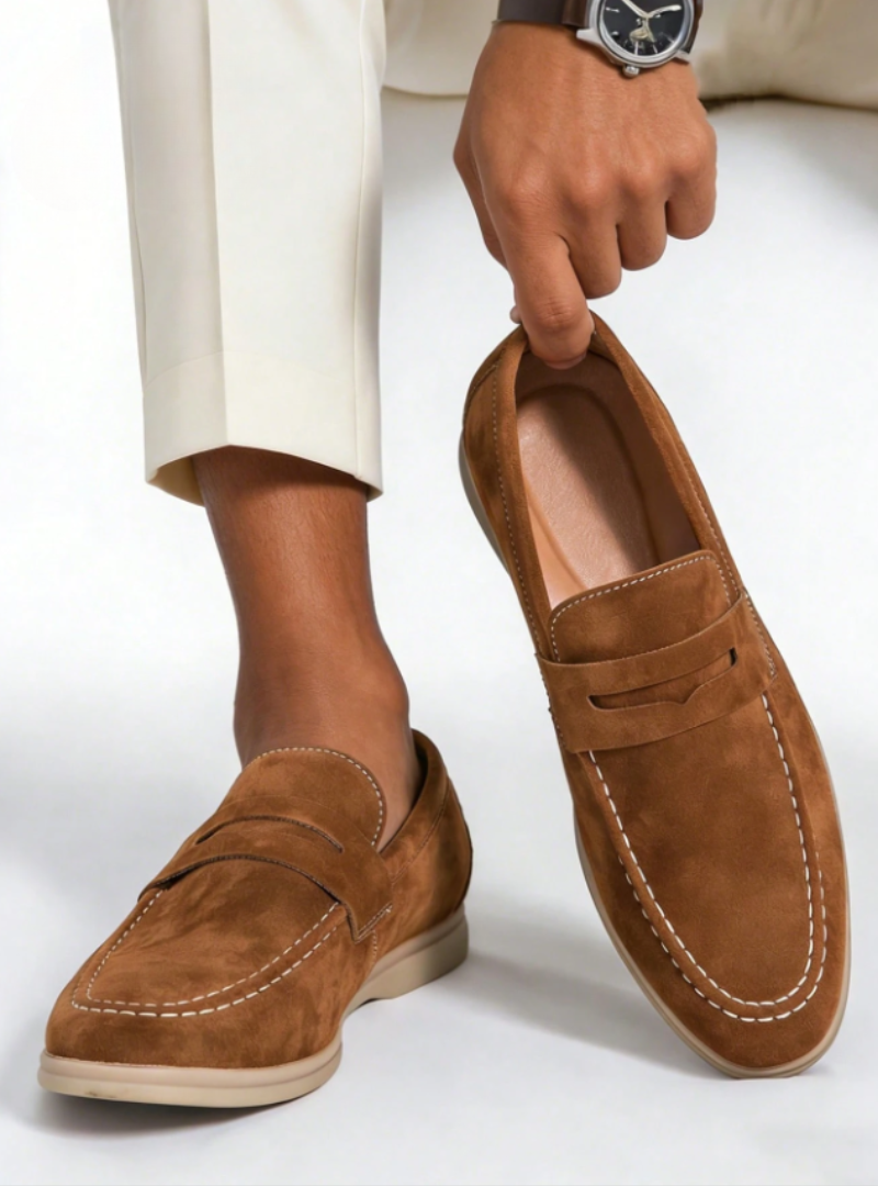 Mocassins homme à empeigne unie - Marron