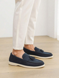 Mocassins homme à languette frangée - Bleu Foncé