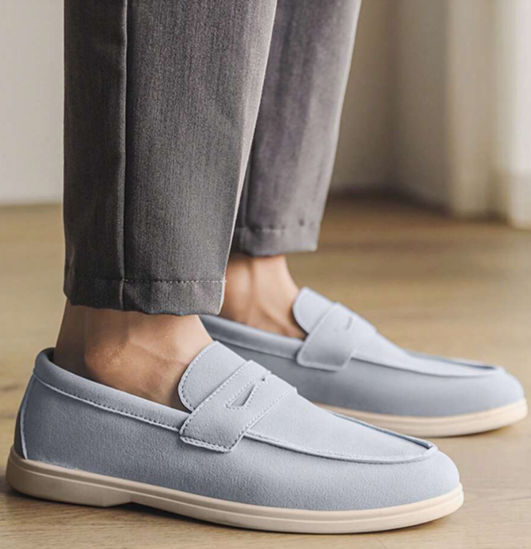 Mocassins homme à plateau cousu - Bleu clair