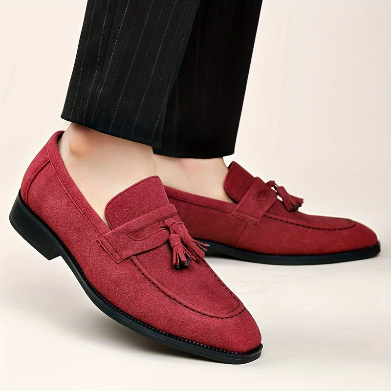 Mocassins homme à plateau frangé - Rouge