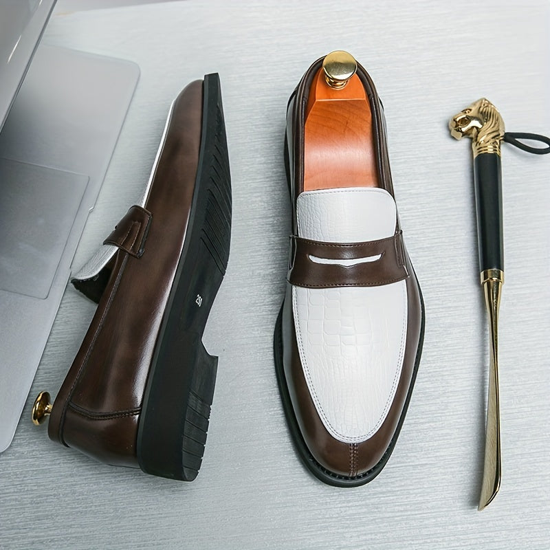 Mocassins homme bicolores texturés - Marron