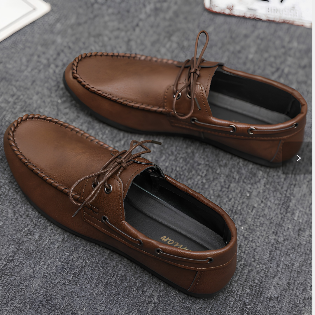 Mocassins homme coutures décoratives - Marron