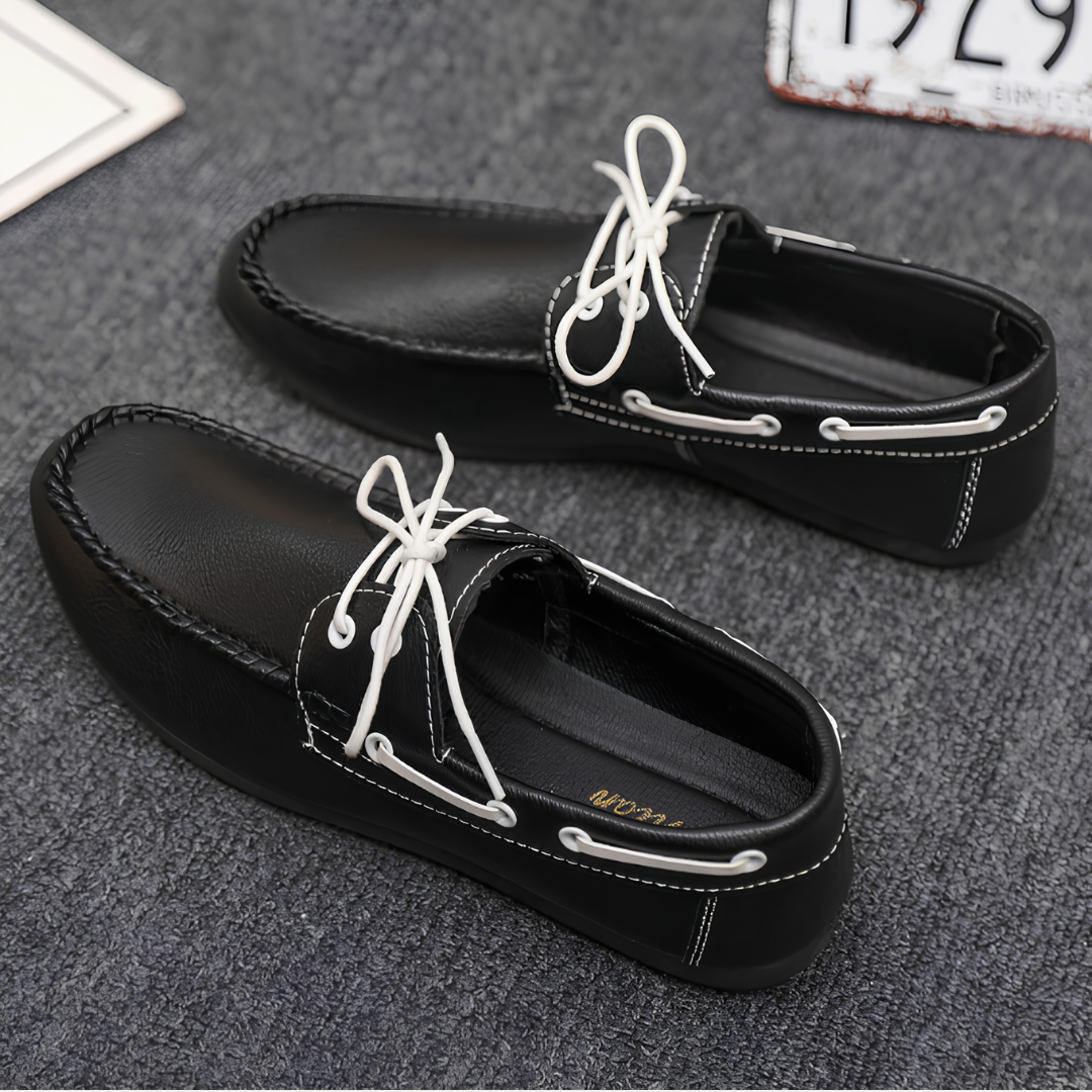 Mocassins homme coutures décoratives - Noir