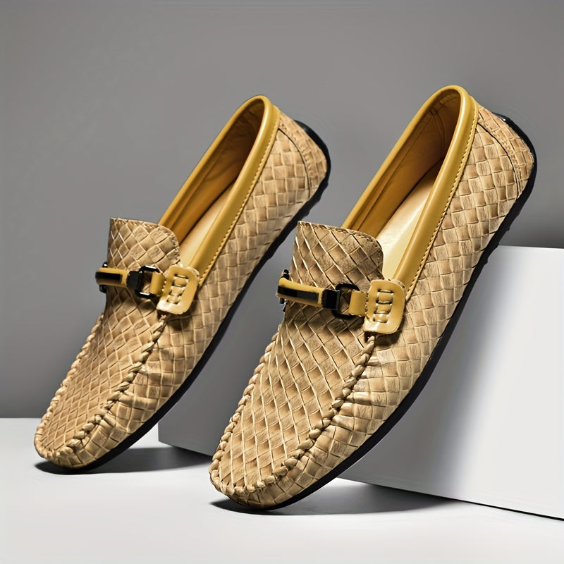 Mocassins homme effet tressé à boucle - Kaki