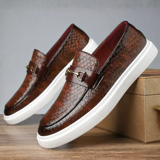 Mocassins homme embossés - Marron clair
