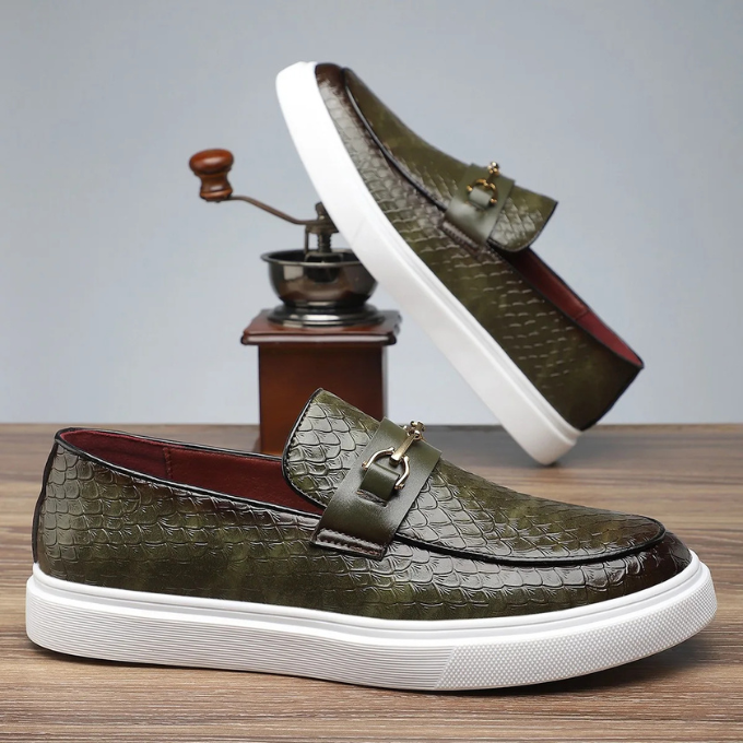 Mocassins homme embossés - Vert