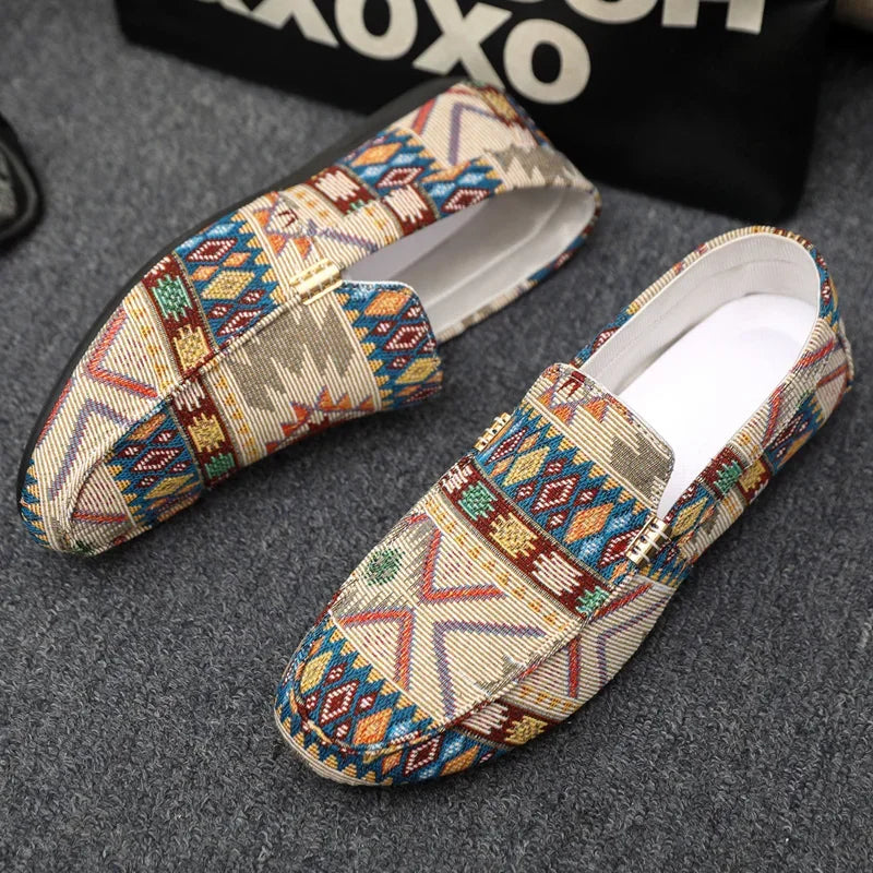 Mocassins homme motifs tissés - Beige