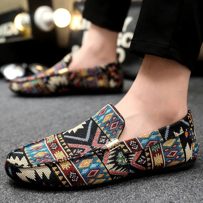 Mocassins homme motifs tissés - Noir