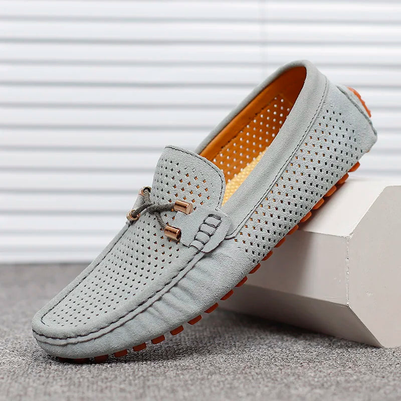 Mocassins homme perforés - Gris