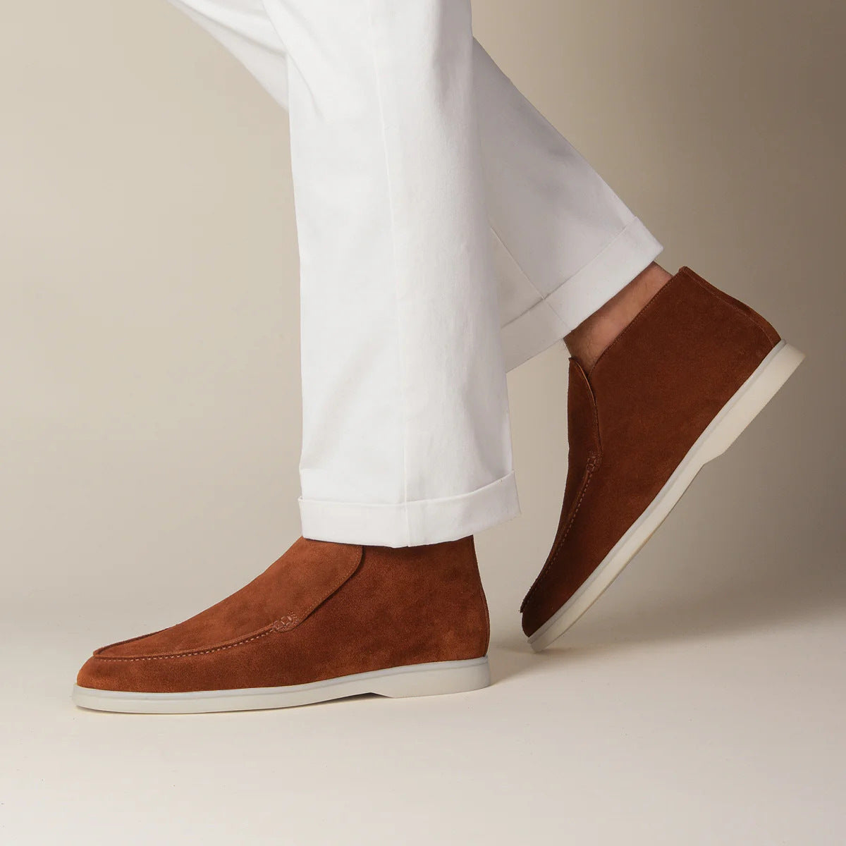 Mocassins homme tige montante - Marron