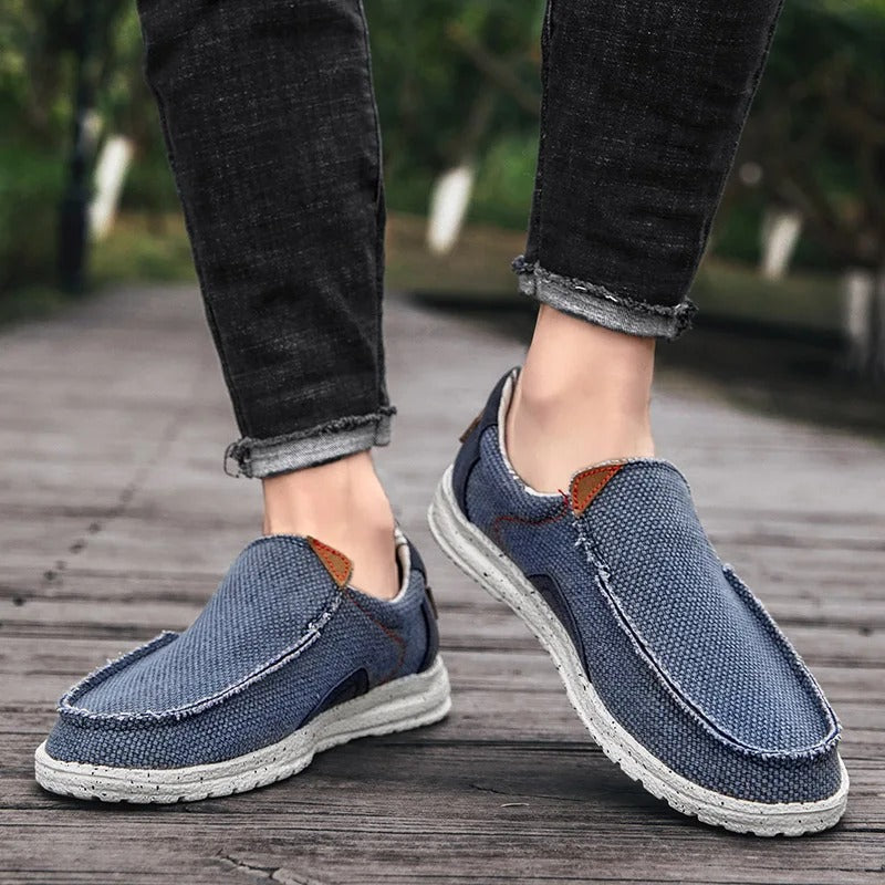 Mocassins homme toile légère - Bleu