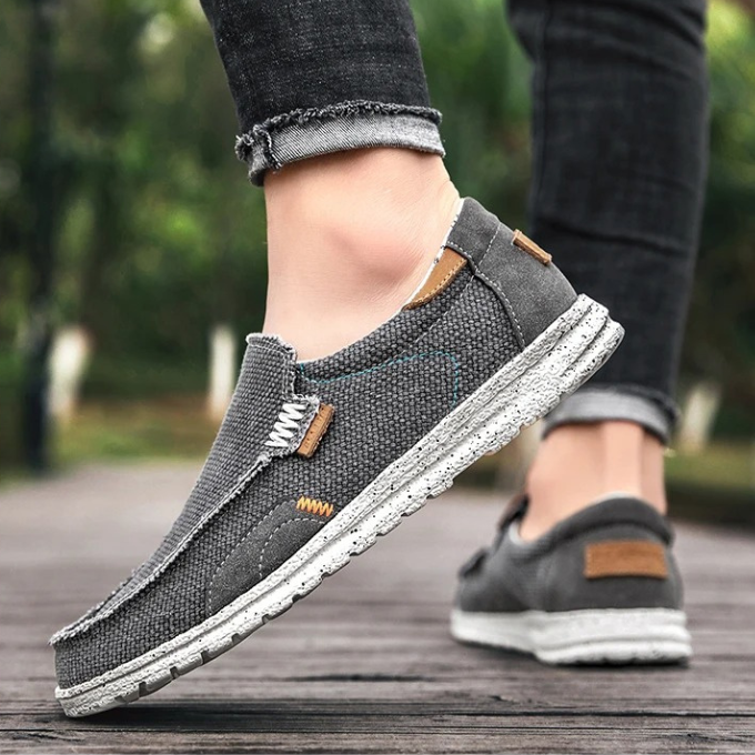 Mocassins homme toile légère - Gris
