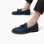 Mocassins Italiens Bleus Effet Daim Pour Homme - image 3