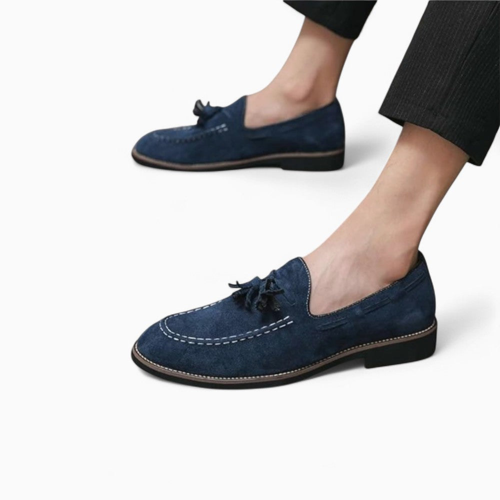 Mocassins Italiens Bleus Effet Daim Pour Homme - image 3
