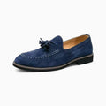 Mocassins Italiens Bleus Effet Daim Pour Homme - Bleu Marine