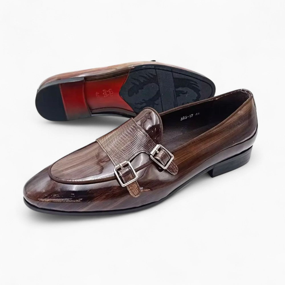 Mocassins marron à double boucle - image 2