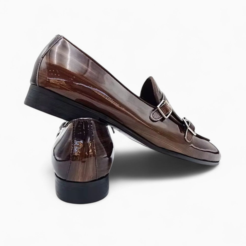 Mocassins marron à double boucle - image 3