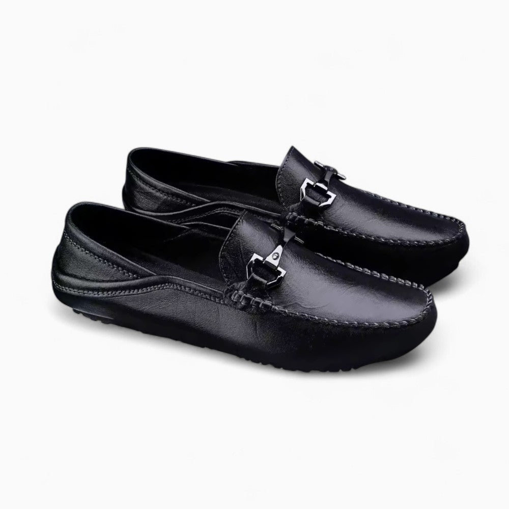 Mocassins Noirs Avec Mors En Métal En Cuir Synthétique Pour Homme - image 2
