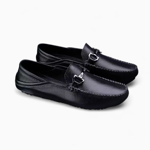 Mocassins Noirs Avec Mors En Métal En Cuir Synthétique Pour Homme - image 2
