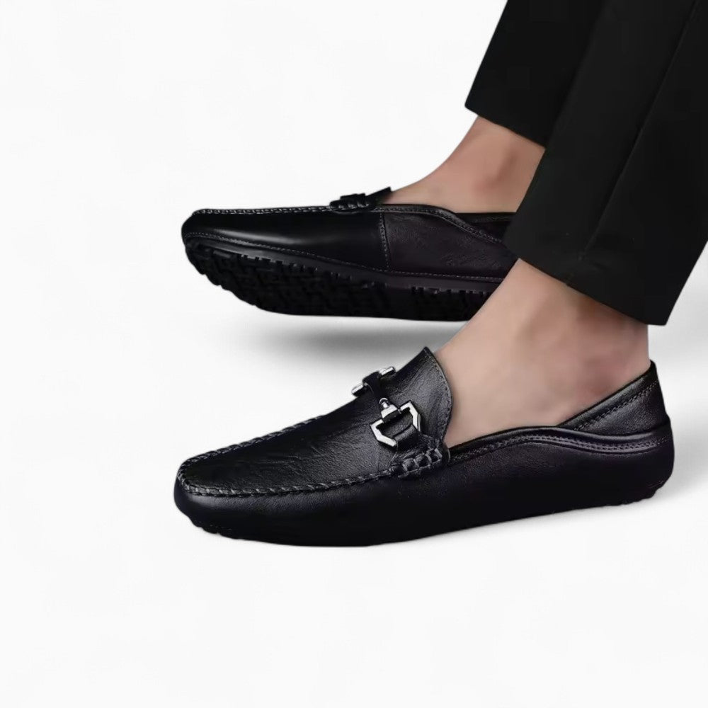 Mocassins Noirs Avec Mors En Métal En Cuir Synthétique Pour Homme - image 4