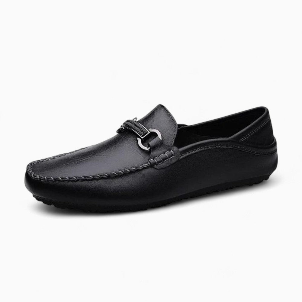 Mocassins Noirs Avec Mors En Métal En Cuir Synthétique Pour Homme - Noir