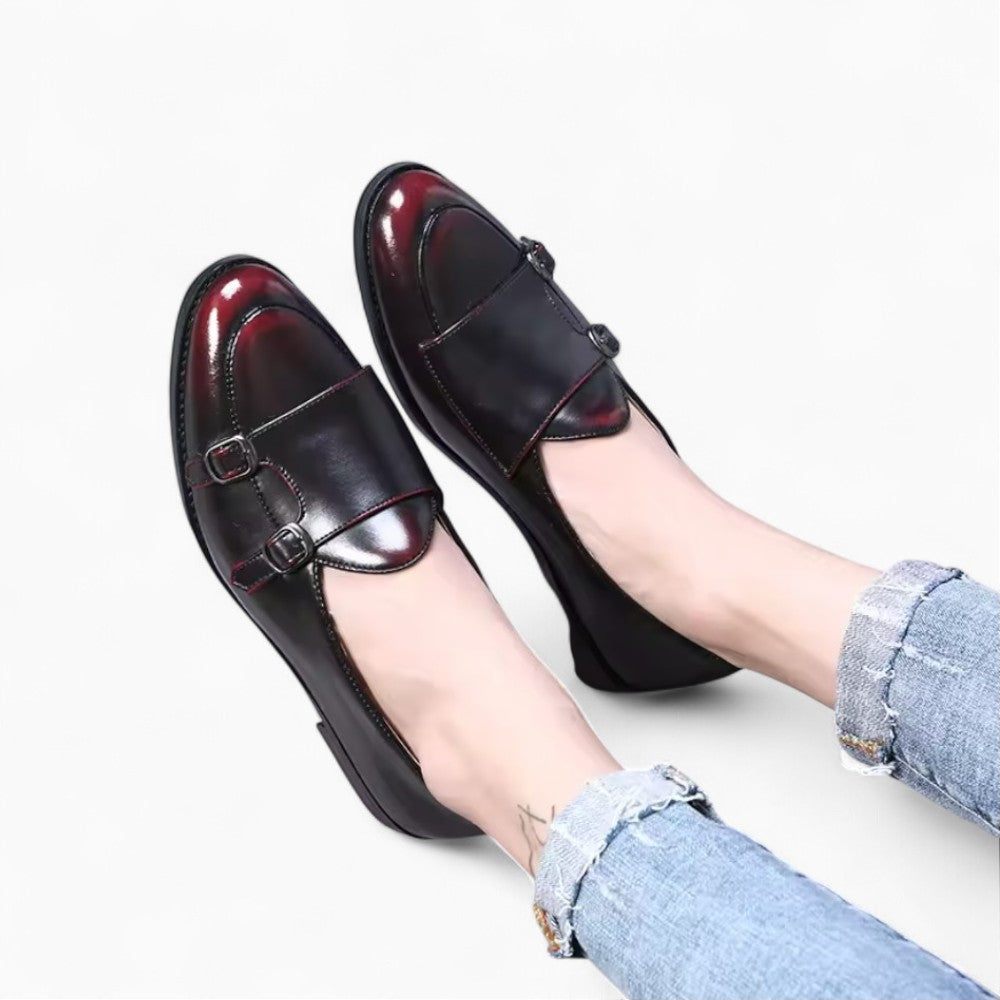Mocassins Noirs Vernis À Bordures Rouges Pour Hommes - image 2