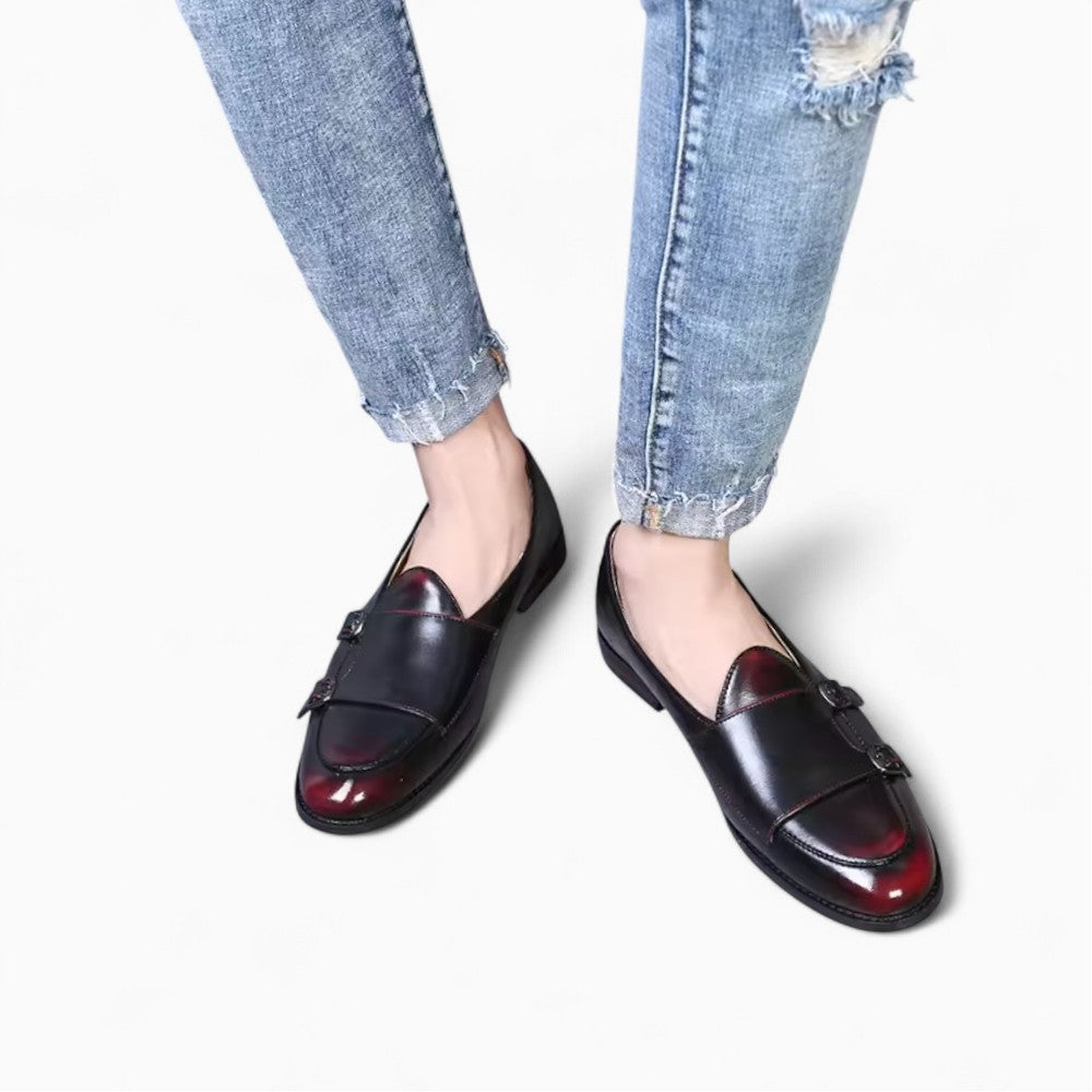 Mocassins Noirs Vernis À Bordures Rouges Pour Hommes - image 3