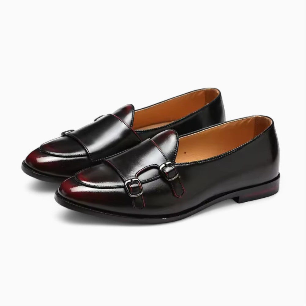 Mocassins Noirs Vernis À Bordures Rouges Pour Hommes - Noir