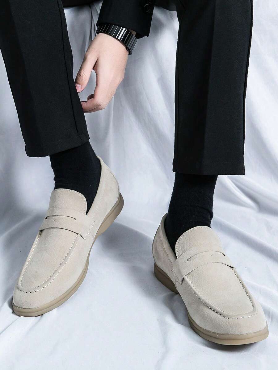 Mocassins penny homme à bout tablier - Beige