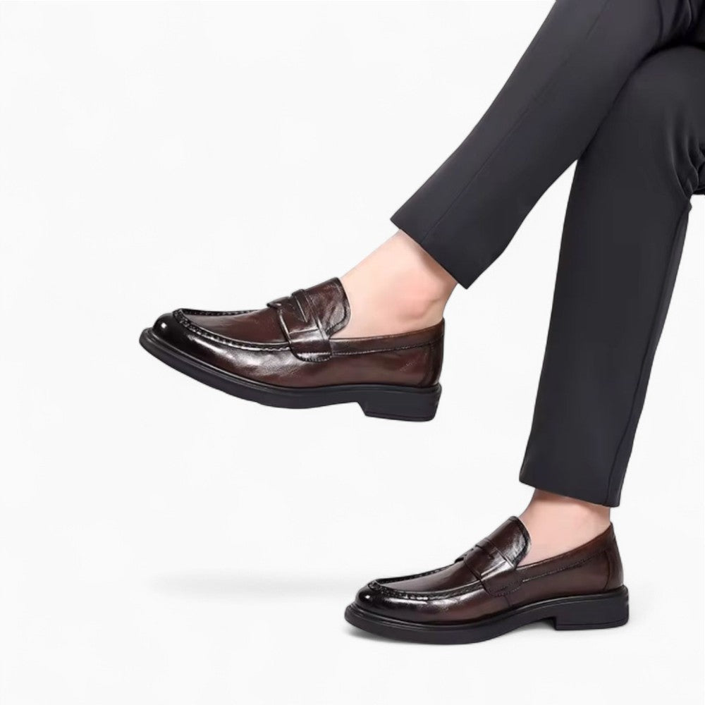 Mocassins Pour Homme En Cuir Véritable De Couleur Marron - image 2