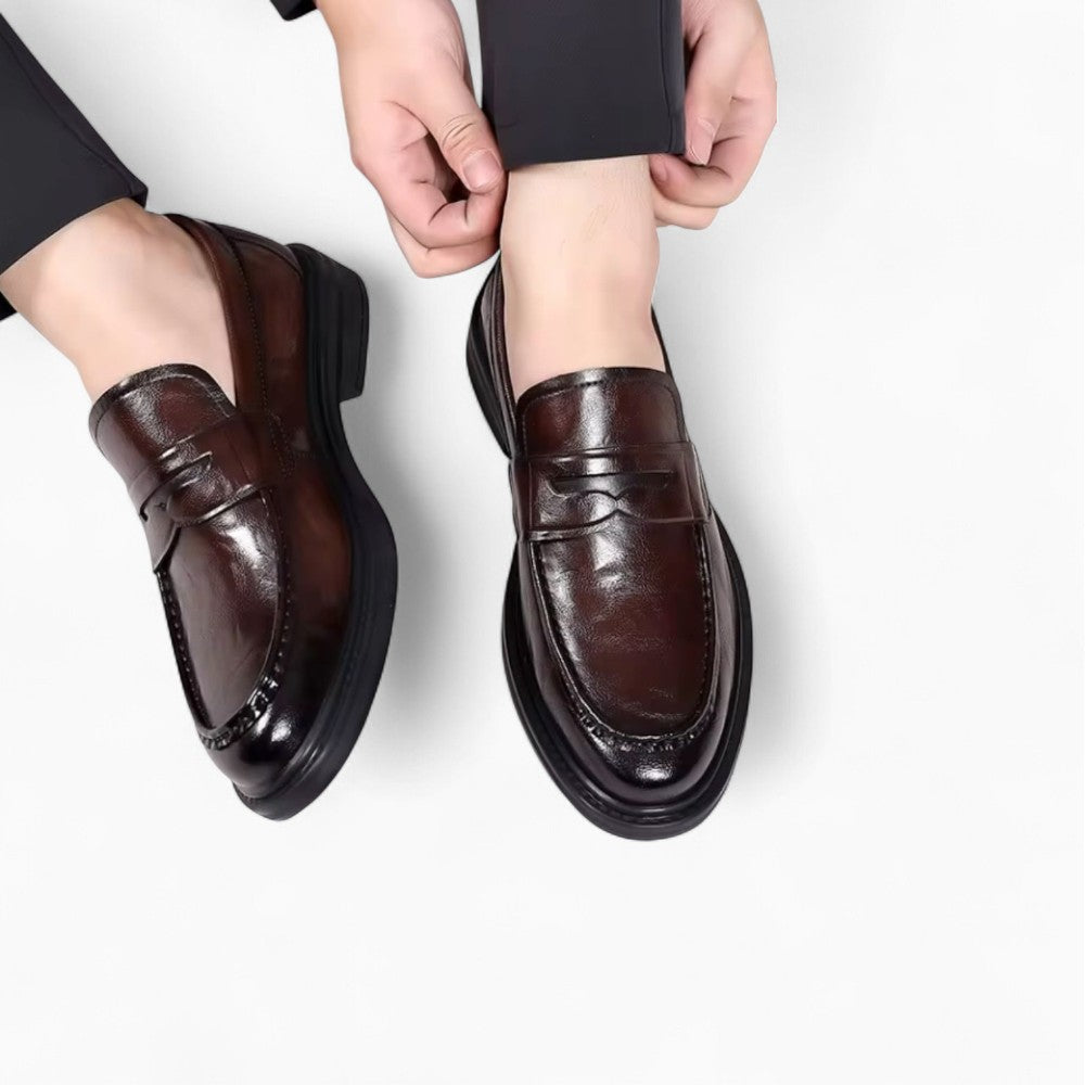 Mocassins Pour Homme En Cuir Véritable De Couleur Marron - image 3