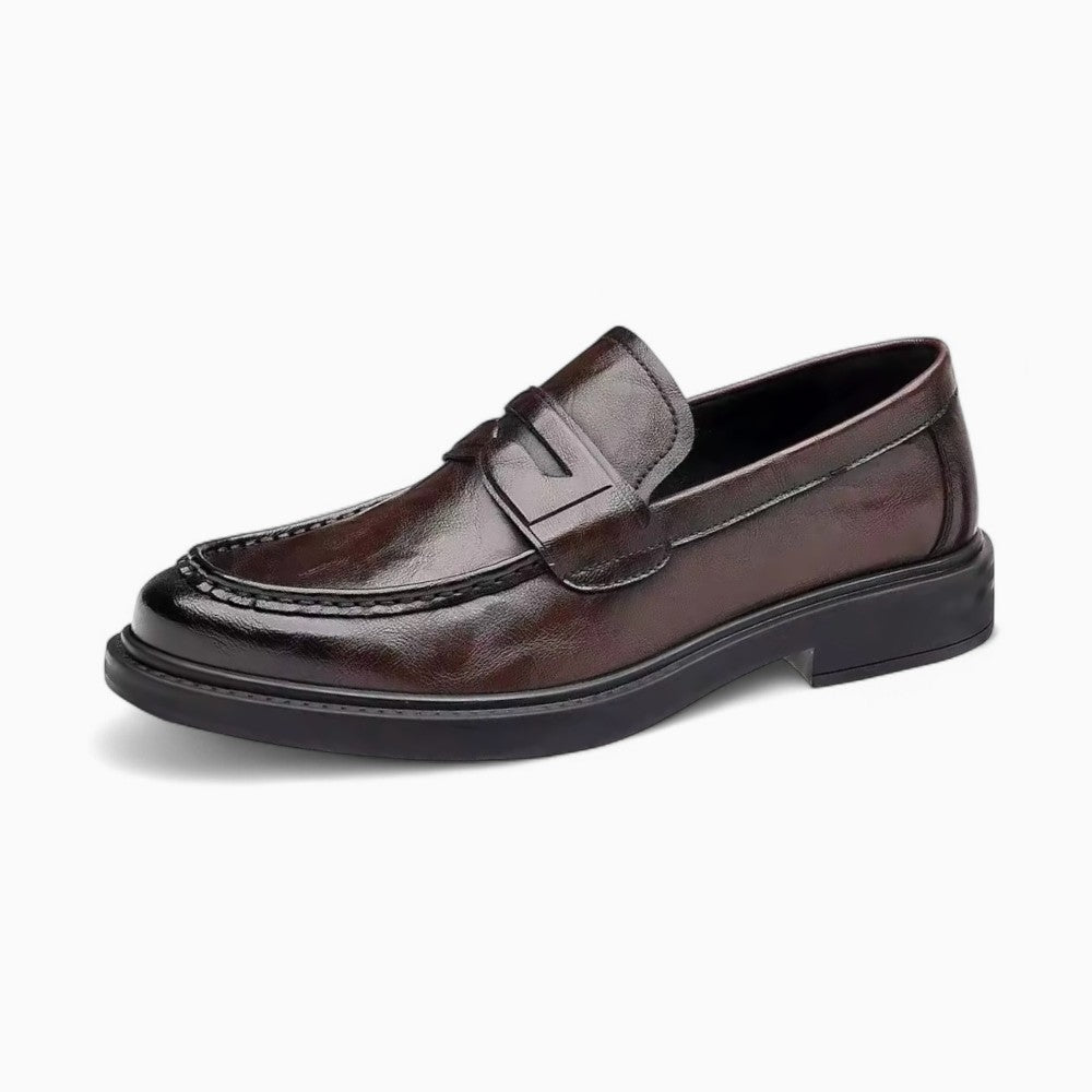 Mocassins Pour Homme En Cuir Véritable De Couleur Marron - Marron