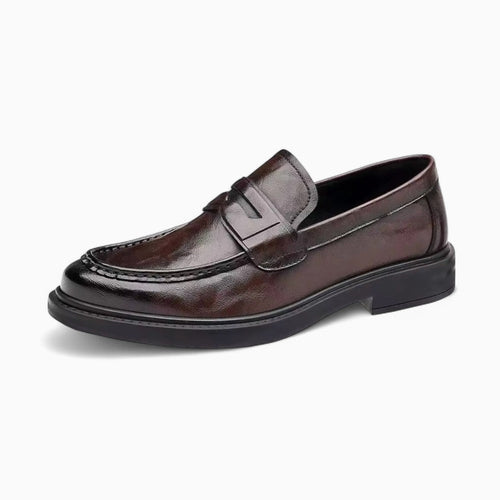 Mocassins Pour Homme En Cuir Véritable De Couleur Marron - Marron