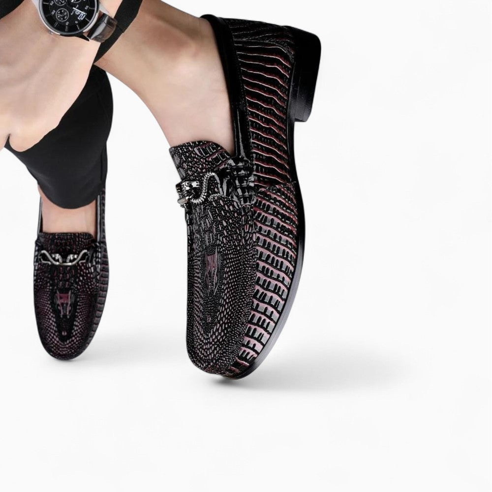 Mocassins Pour Hommes Effet Cuir Vernis Peau De Serpent - image 2