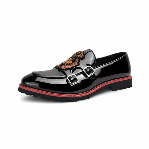 Mocassins vernis à motif abeille — Noir - Noir