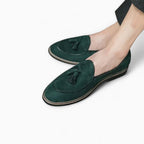 Mocassins verts à glands en faux daim pour hommes - image 2