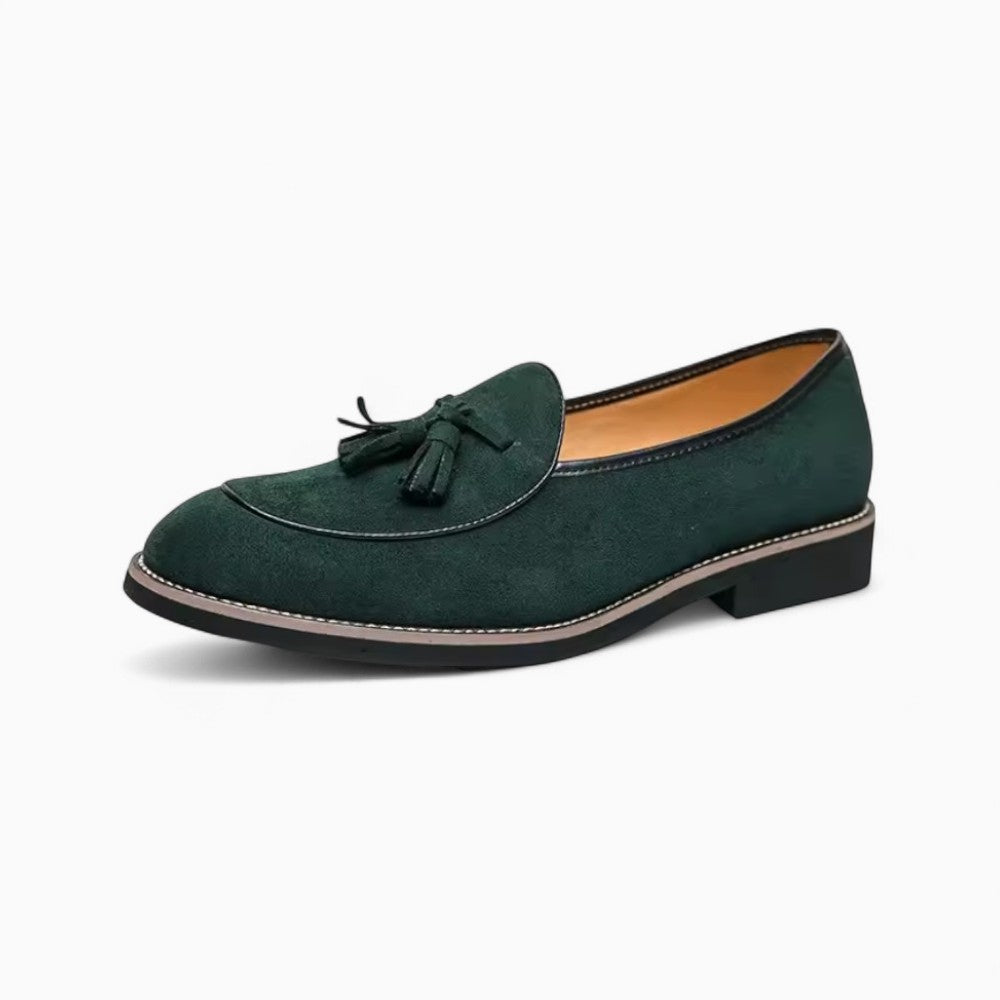 Mocassins verts à glands en faux daim pour hommes - Vert Foncé