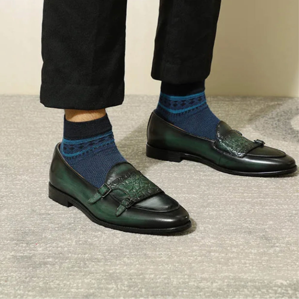 Mocassins verts à patte effet croco — Vert - image 3