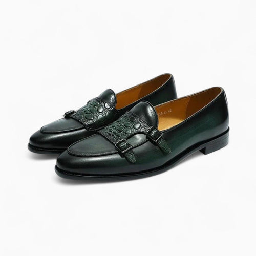 Mocassins verts à patte effet croco — Vert - Vert Crocodile