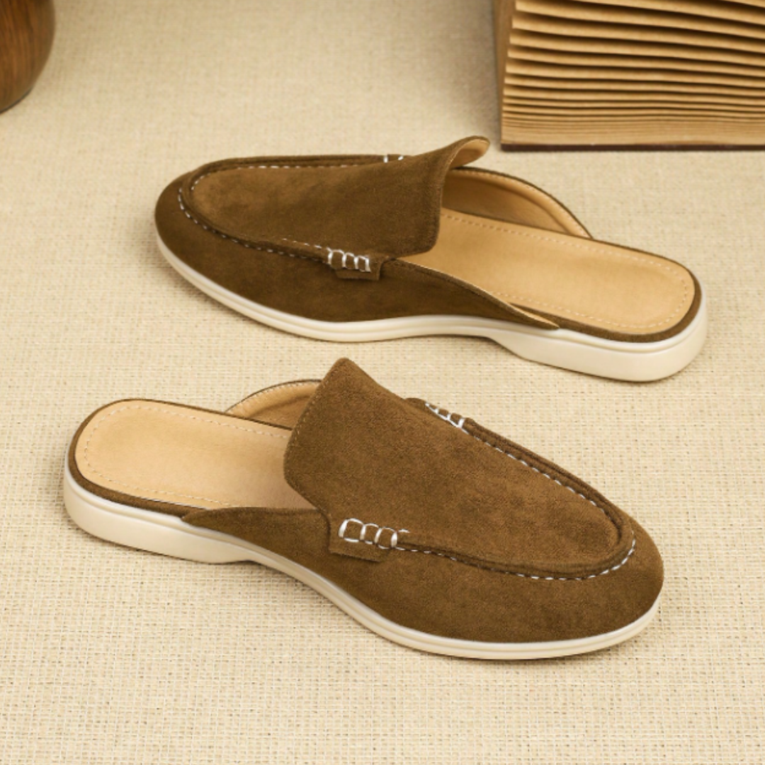 Mules homme à détail métallique - Brun clair