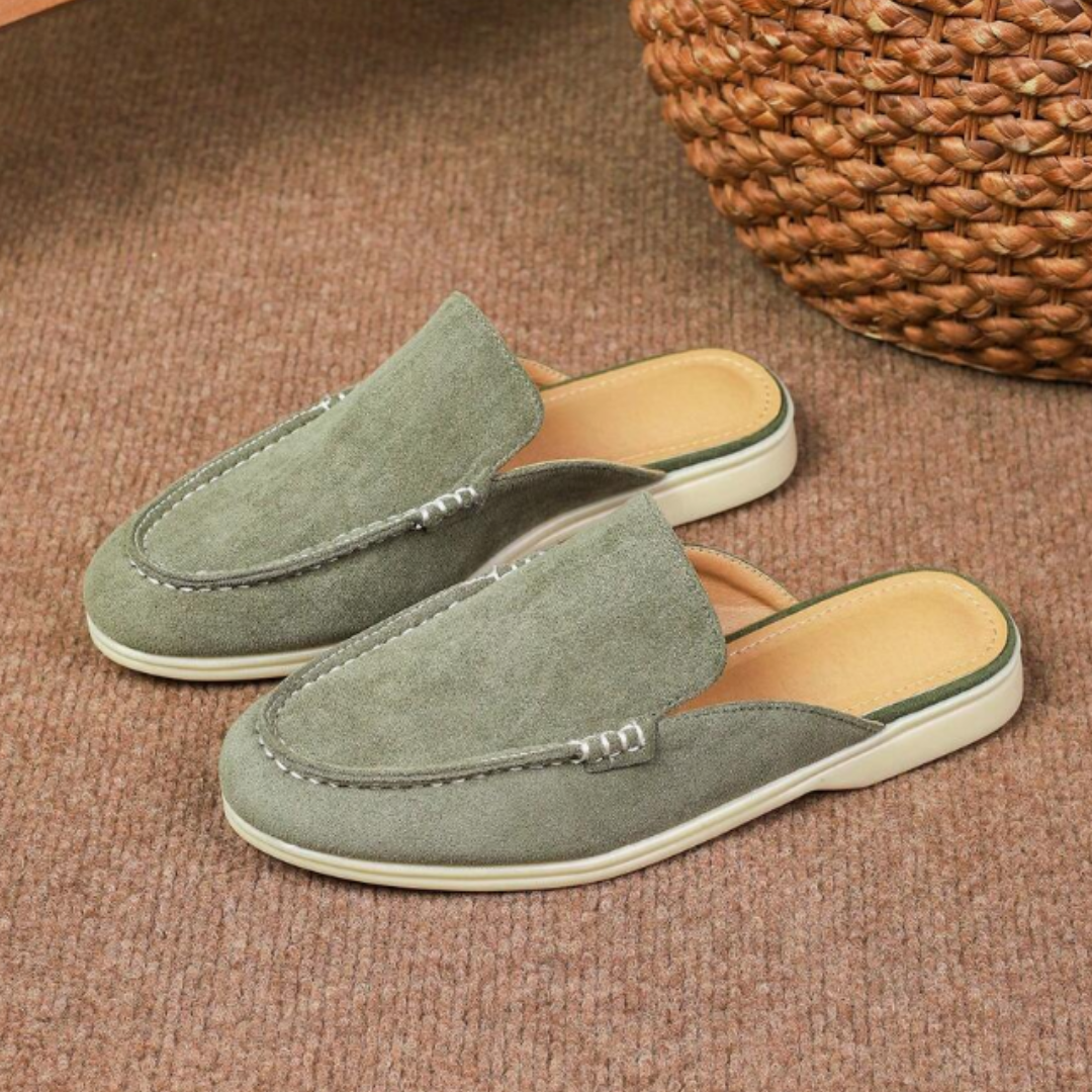 Mules homme à détail métallique - Vert olive