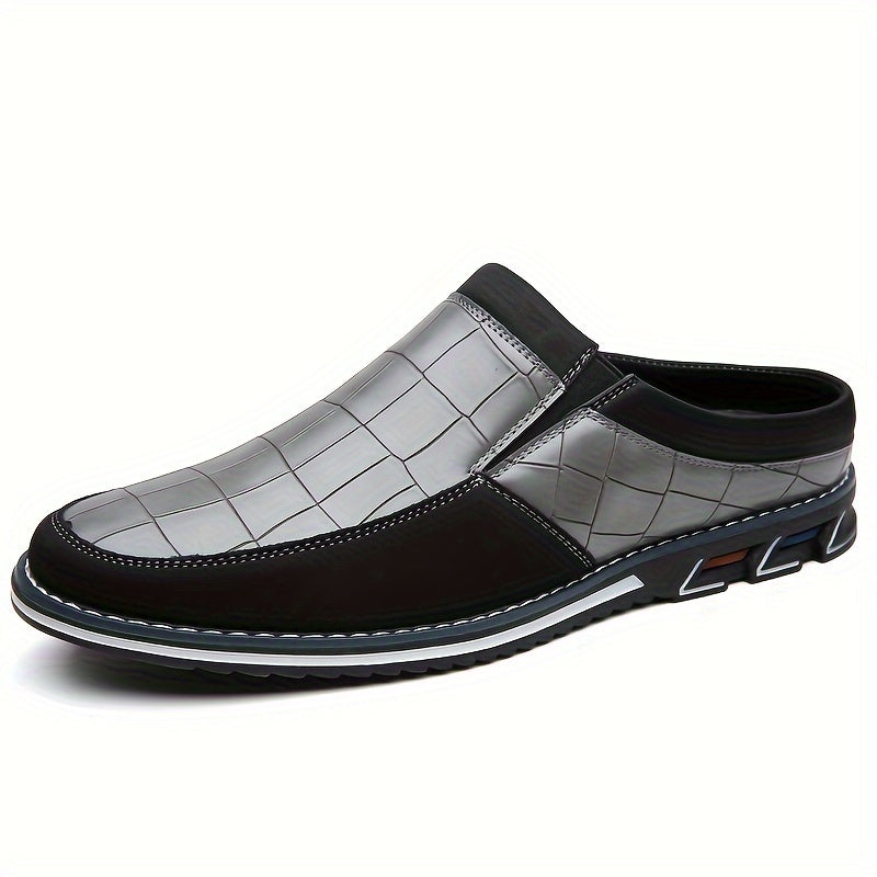 Mules homme à motif quadrillé - Gris