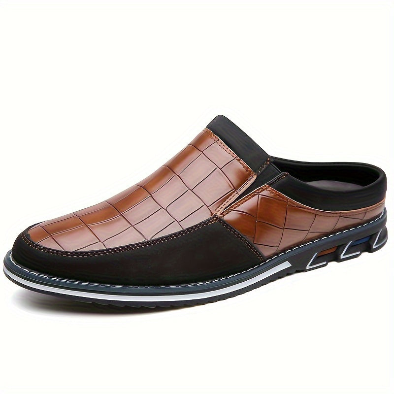 Mules homme à motif quadrillé - Marron