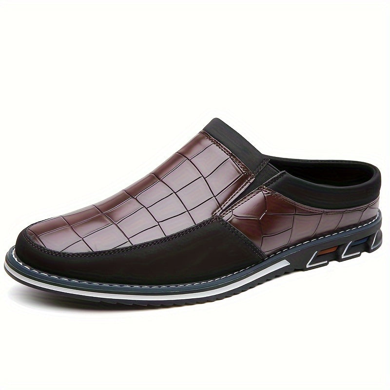 Mules homme à motif quadrillé - Marron foncé