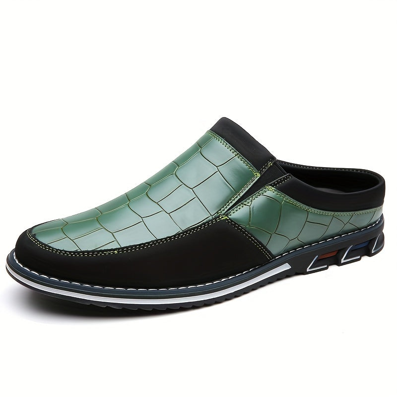 Mules homme à motif quadrillé - Vert