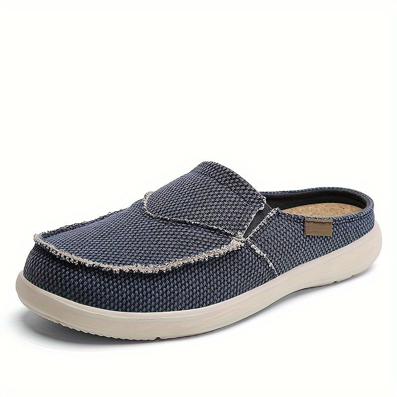 Mules homme en toile texturée - Bleu